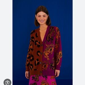 Farm Rio Mixed Wild Leopards Cardigan